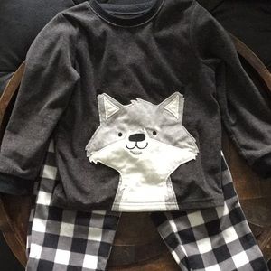 Carter’s Fleece B&W Fox Pajamas Toddler 4T